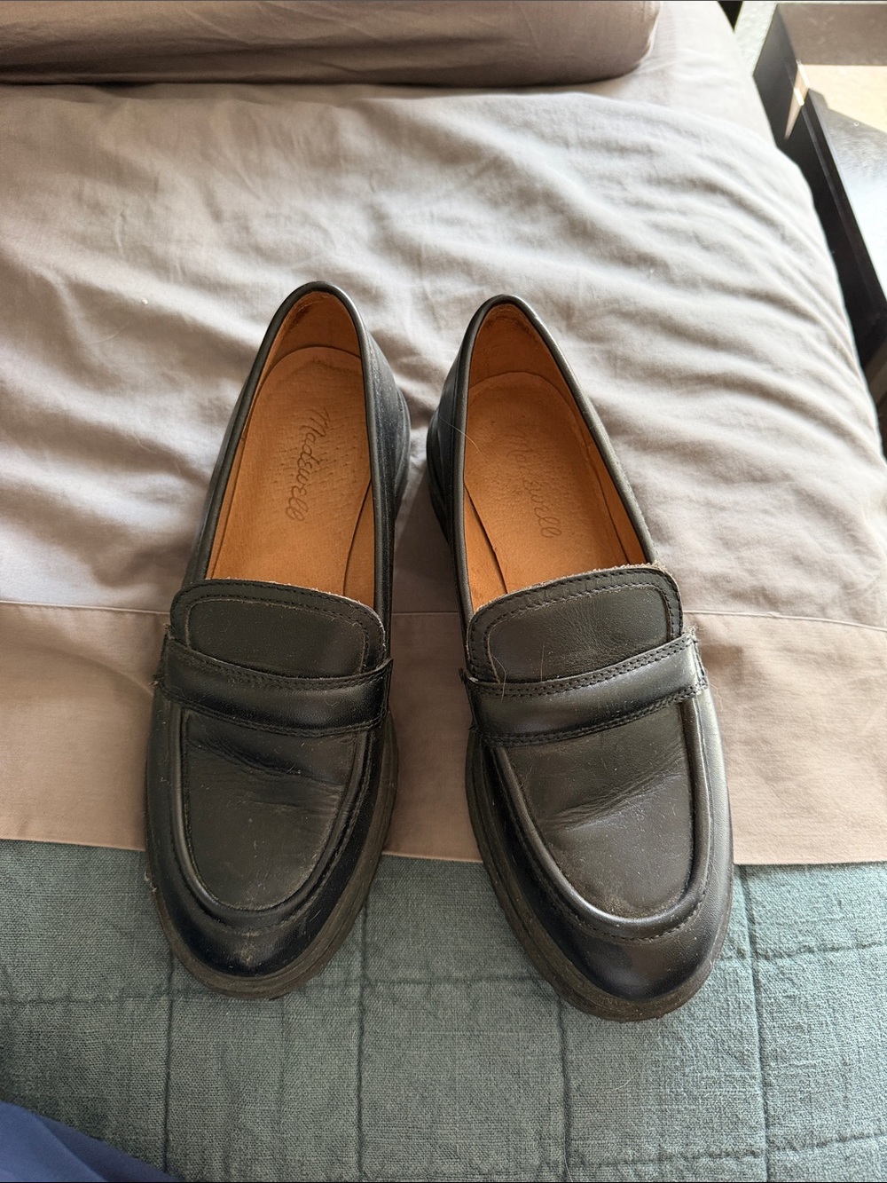 Madewell Black Leather Penny Loafers - Women's